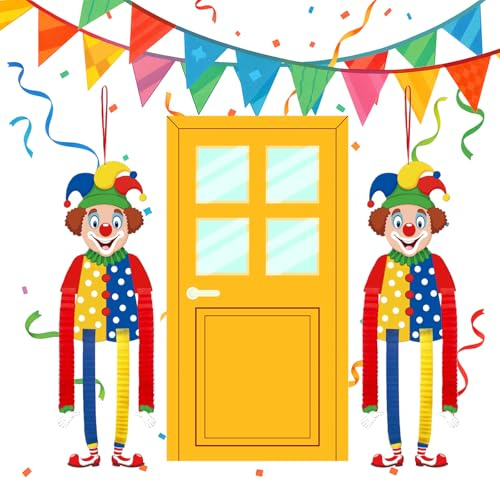 GWAWG Ghirlanda di Clown Carnevale 2 pezzi, striscione da parete colorata da appendere per feste, compleanni, carnevale, circo, Halloween, decorazione da parete, porta per bambini e adulti