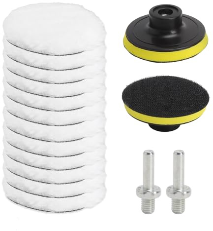 KQDRAVINE 16 Stücke 80mm Polieraufsatz, Polierscheibe Bohrmaschine Polierpads mit M10 Bohrer Adapter für Auto Polierauto, für Poliermaschine Schleifmaschine Zum Polieren Schleifen Wachse
