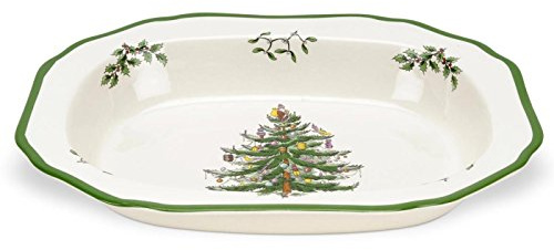 Spode árbol de Navidad abierto fuente para verdura, 1 11 – 1/2-inch