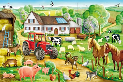 Schmidt Spiele 56003 Fröhlicher Bauernhof, 100 Teile Kinderpuzzle