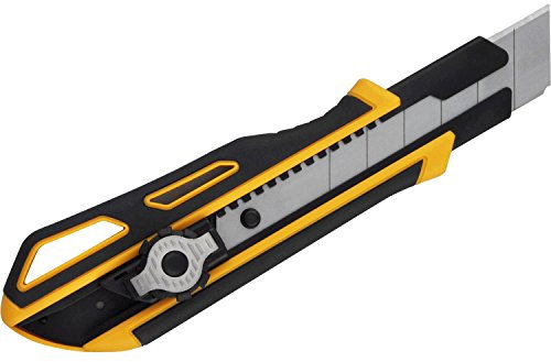 ViCUT Gelbes hochbeanspruchbares, doppelschließendes und einziehbares Viwanda 25mm Cuttermesser/Universalmesser mit besonders dicken Stahlklingen und extra Klingenhalter. Cutter/Messer