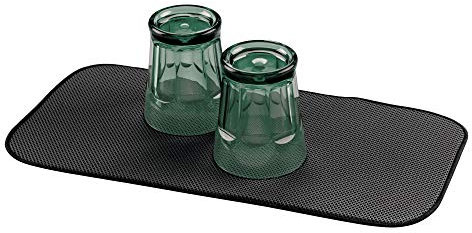 iDesign iDry Dish Drainer Mat, Small Quick-Drying Draining Board Mat, Made of Polyester, Black/White