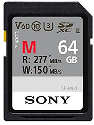 Sony SF64M Carte mémoire SD UHS-II SDXC 64Go (Vitesse de lecture jusqu'à 277MB/s et vitesse de l'écriture 150MB/s)
