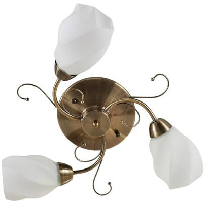Ceiling Light 'Amedea' dimmable (Antique, Vintage) in Bronze Made of Glass for e.g. Living Room & Dining Room (3 Light Sources, E14) from Lindby | Ceiling lamp, lamp