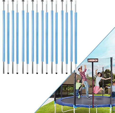 Arebos Kit Complet de Barres de Filet 8 pièces | Barres de Filet pour Trampoline 8X 209 cm | avec Rembourrage en Mousse et Capuchons | Pièce de Rechange pour Trampoline de Jardin Ø 366 & Plus Grand