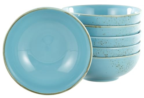 Creatable, Serie Nature Collection, Bowl-Set aus Steinzeug, spülmaschinen- und mikrowellengeeignet, Qualitätsproduktion (Blau, Mehrzweckschale 6 teilig)