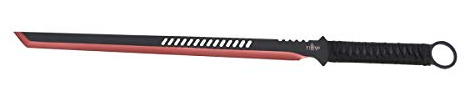 THIRD Set Machete H0068RD Stangenschneider schwarzes Edelstahlmesser mit rot eloxiertem Schnitt von 50 cm mit geflochtenem Seilgriff, inkl. NylonScheide