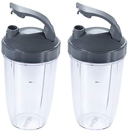 DRELD 2Pack 24oz Blender Cups with Flip Top to-Go Lid Compatible with Nutribullet 600W 900W Blender Juicer (24oz)