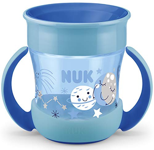 NUK Taza de aprendizaje Mini Magic Cup con efecto de luz | 6+ meses | 160 ml | borde para beber a prueba de fugas de 360° | asas ergonómicas | sin BPA | azul