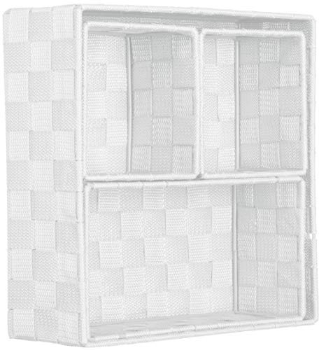Brandsseller 4er Set Aufbewahrungsboxen - 28x28x10 cm, 26x13x9 cm, 13x13x9 cm (2x) – eckige Regalkörbe ohne Deckel – Rattanoptik, geflochten mit Metallrahmen - Weiß