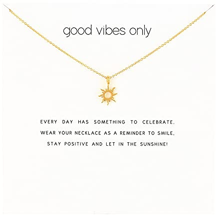 ZYAWP Friendship Gold Sun Necklace Good Luck Crown Pendant Chain Butterfly Y Necklace with White Meaning Gift Card for Women Girl
