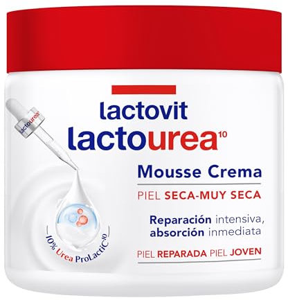 Lactovit - Mousse Crème Idratante Lactourea per Corpo e Viso 24 ore Durata, per pelli secche e molto secche - 400 ml