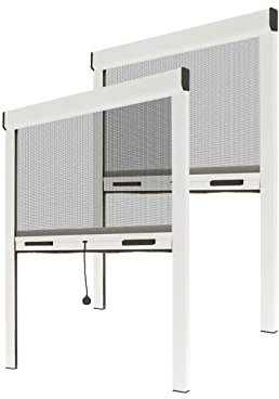Mosquitera Enrollable cortable para Ventanas - Ajustable en Altura y Anchura - Protección contra Insectos (blanco, 1250 mm x 1600 mm (Pack x2))
