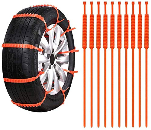 Chaîne à Neige de Voiture, 10pcs Chaînes de Pneu Neige Anti-Dérapantes Chaînes d'Urgence de Voiture Chaînes de Sécurité de Conduite d'Hiver Réglables pour la Route de Boue de Neige Glacée