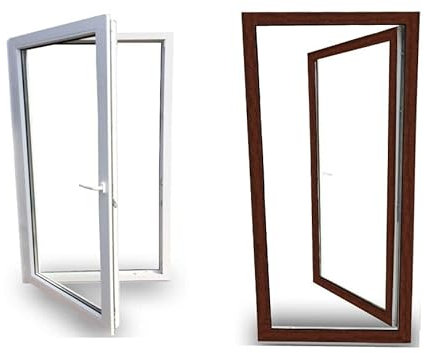 EcoLine Balkontür - Terrassentür - 2-Fach Verglasung - Farbe: innen weiß/außen mahagoni - Profil: 60 mm - BxH: 700x2100 mm - DIN Links