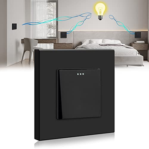 BSEED Interruptor de Pared, Interruptor de luz palanca con Panel de Plastico, 1 Gang 3 Vias, Negro
