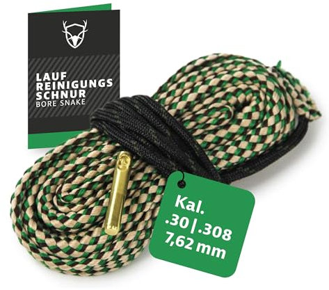 Royal Hunter® Laufreinigungsschnur I Borensake Kaliber 30 .308-7,62mm I Laufreinigung für Gewehre und Pistolen Ɩ Premium Bore Snake mit integrierter Messingbürste