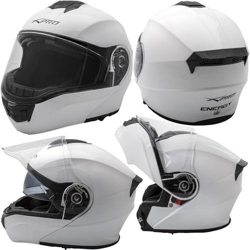 Casco Apribile P/J Modulare Sport Moto Touring Visiera Parasole Bianco M