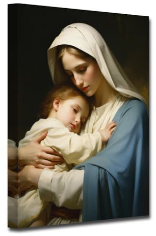 CXHOSTENT Jungfrau Maria und Jesus Leinwand Wandbilder Gott Bilder Jungfrau Maria Porträt Kunstdrucke Jesus Wanddrucke (C, 30.00 x 45.00 cms)