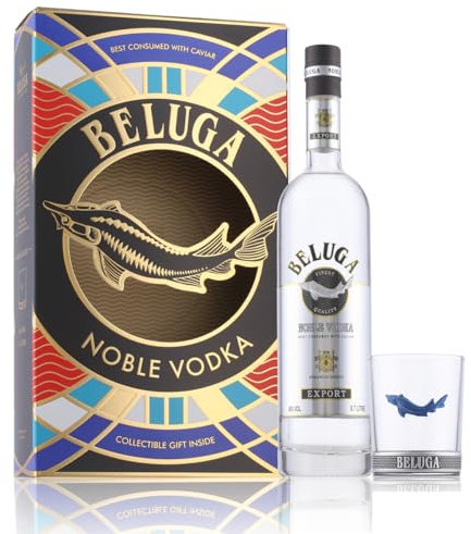 Beluga Noble Vodka 40% Vol. 0,7l in Geschenkbox mit Glas | Premium Vodka aus Montenegro