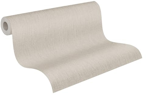 Livingwalls Papier peint 396514 - Papier peint uni en beige, gris - papier peint uni de haute qualité à structure textile pour différentes pièces - 10,05m x 0,53m - Fabriqué en Allemagne