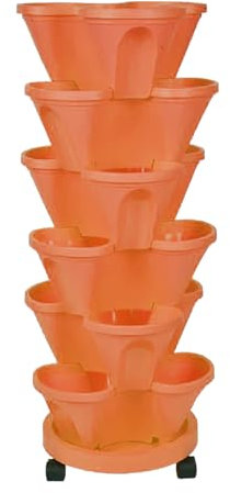 BLSYHDH Set di Fioriere a 6 Livelli, Fioriere Verticali Impilabili Torre da Giardino Ideale per la Coltivazione di Fragole Erbe Fiori di Verdure Vasi da Giardinaggio per Interni(Rosso Mattone)