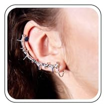 Aneneiceera Pendientes bohemios con punta exagerada, pendientes con punta exagerada, pendientes punk, trepadores, estilo vintage, estilo steampunk, con clip en la oreja, joyería para mujeres y niñas