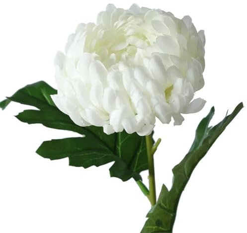 ZYYWAN Künstlicher Chrysanthemen-Zweig, Seide, Melaleuca, großer Blütenkopf, Weihnachten, Zuhause, Blumenarrangement, Dekoration, Foto-Requisiten, Weiß