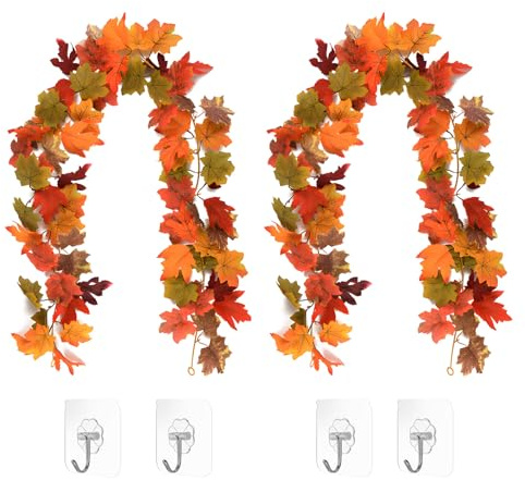 2 Stück Herbstdeko,Herbst Dekoration,Herbstgirlande für Innen/Freien,176cm