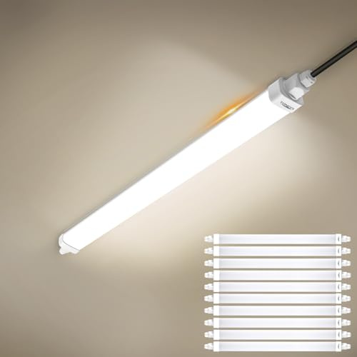 TONFFI 10 Stück LED Feuchtraumleuchte 60CM, 18W 1800LM LED Deckenleuchte Röhre, 4000K Neutralweiß Verknüpfbar Wannenleuchte Feuchtraumlampe IP65 Wasserfest für Garage Keller Werkstatt Bad Büro