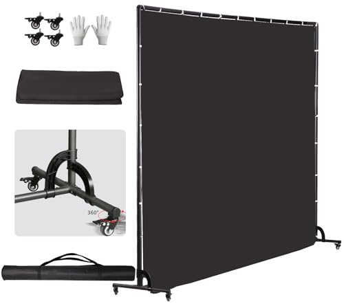 GSKAIWEN 360° Movable Background Stand with Wheels, Foldable Non-Reflective Black Backdrop for Product Photography, Portrait Photography, Parties, Studio Shoots, Video Production (7X6.5FT)