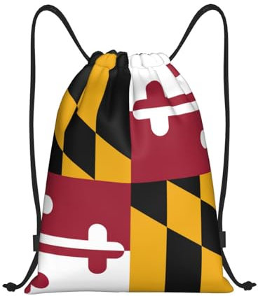 Rucksack Mit Kordelzug Maryland Staatsflagge Druck Gymnastikbeutel Faltbar Turnbeutel wasserdichte Rucksackbeutel, Für Yoga, Strandurlaub, 36x42cm