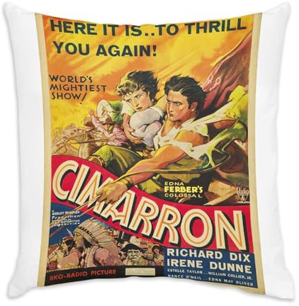 Fabulous Kissenhülle, Samt, weiß, zibraune alte englische Filmposter, Retro, Kinoposter, Vintage, 40 x 40 cm, samtige Haptik