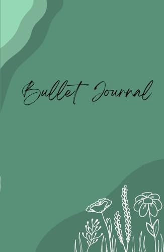 Bullet Journal, Notizbuch, gepunktet, 15 x 20,5 cm, Hardcover, grün mit Aufdruck und Blumenmuster, 150 nummerierte Seiten