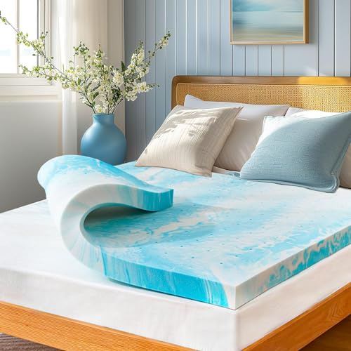 Marsail 3-inch King Memory Foam Mattress Topper, Gel Infused Cooling, Soft for Sleeper Sofa, RV, Camper, Made with CertiPUR-US® Certified Foam