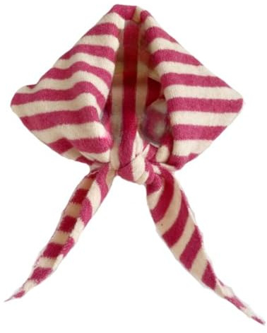 TYATVS Knitted Triangle Scarf for Women Y2k Stripe Head Scarf Aesthetic Accessories Cottagecore Streetwear Triangle Shawl, Rose Red, Medium