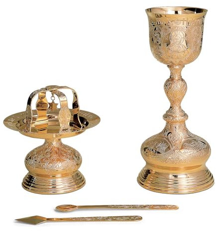 Holyart Service Byzantin Molina Tassilon Créateur et évangélistes Argent Massif 925 Bicolore, Cuillère