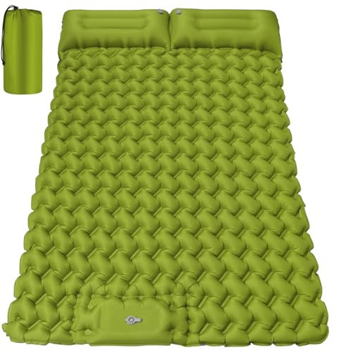 Sleeping Pad Double Ultralight Inflatable Camping Mat Self Inflating 200x130cm Camping Mattress Portable Air Bed Waterproof Compact 30x18cm for Backpacking, Hiking, Beach, Tent