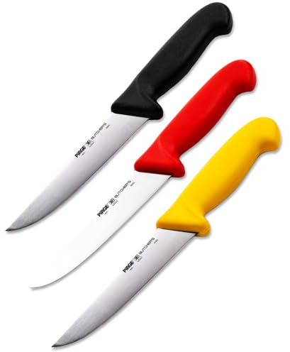 Pirge Ensemble de couteaux de boucher professionnels Butcher's, fabriqué en Allemagne, 16,5 cm - Couteaux de boucher ultra-tranchants - Couteaux à viande - Couteaux à piquer - Manche ergonomique
