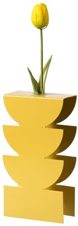 Arti & Mestieri Memphis - Vaso portafiore di Design 100% Made in Italy - in Ferro, 12,5 x 6 x 25h cm (Ocra)