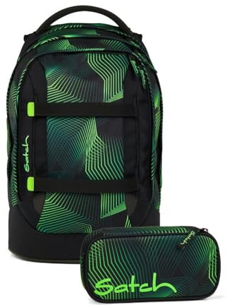 Satch pack Schulrucksack Set 2tlg. inkl. Schlamperbox (Seismic Green)
