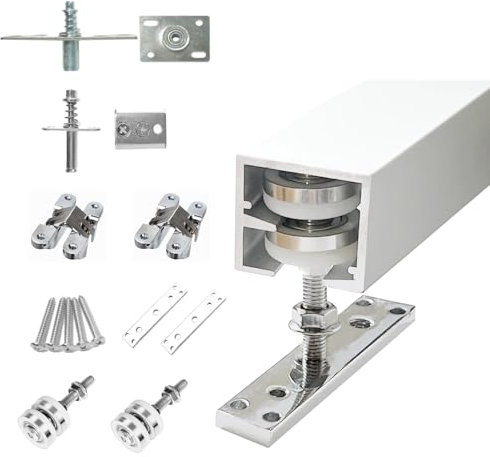 ERRULAN Binario per Porta Scorrevole Kit ferramenta per Porta Armadio Pieghevole 96 72 60 48 Pollici, Binario per Porta Tascabile in Lega di Alluminio per Sistema a 2 Porte(60in/152.4cm)