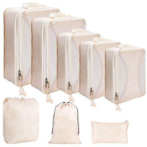 Koffer Organizer Set Kompression 8-teilig, Beige
