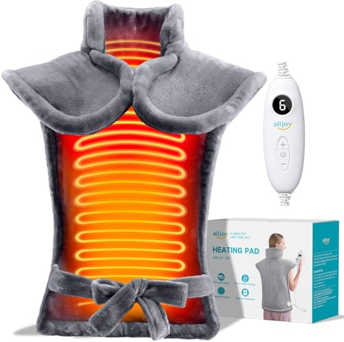 ALLJOY Heating Pad for Back Pain Relief, 24''x 33'' Back Heat Pad for Neck and Shoulders, Christmas Gifts for Women Men, Weighted Heated Pad with 6 Settings, 90Mins Auto-Off, Machine Washable