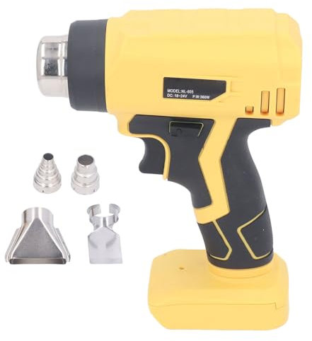Pistola de calor de calor 360W Pistola de aire caliente inalámbrico 400 ℃ Herramienta de calefacción rápida con boquilla de 4 piezas para 18V DCB204