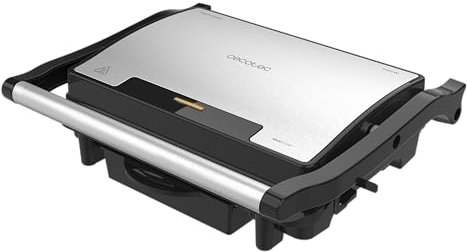 Cecotec Elektrischer Kontaktgrill und Sandwichmaker Rock'nGrill Rapid. 1500 W, Grillfläche 24,5 x 17,3 cm, RockStone-Beschichtung, anpassbare obere Platte, Fettauffangschale.
