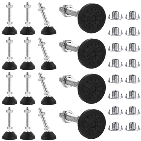 DAJAVE 16 patas niveladoras M10 x 50 mm para muebles ajustables, puede soportar 450 kg, pie nivelador, patas atornilladas de altura regulable – Tornillos de ajuste con pie, pies ajustables en altura