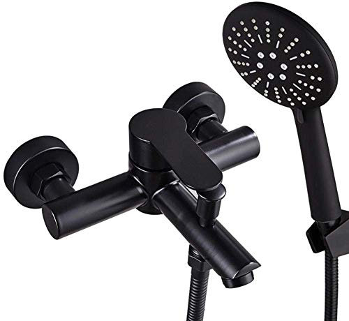 Badezimmer Badewanne Dusche Mischbatterie Set Wasserhahn Schwarz Edelstahl 3 Modi Badewanne Wasserhähne Mischbatterie Dusche Inklusive Handbrause und Schlauchset