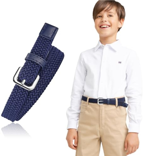YAPKOLV Ceinture élastique tressée marine de 2 cm de large et 84 cm de long, à la mode et durable, pour enfants