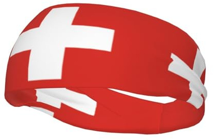 Phayah Schweißbänder mit Schweizer Flagge, für Damen, Herren, athletisch, für Yoga, Laufen, Feuchtigkeit, elastisch, schweißableitend